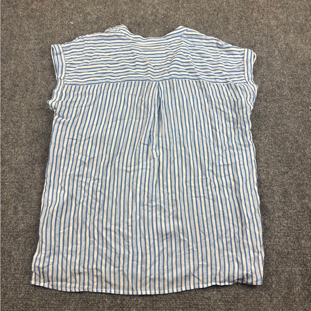 RAILS Womens Blue/White Stripe Button Up Cap Sleeve Blouse Mel Mar Stripe Medium - Picture 2 of 7